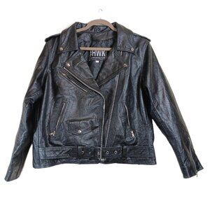 HWK Motorsports Leather Moto Jacket Men’s Large Black Brando Biker Riding